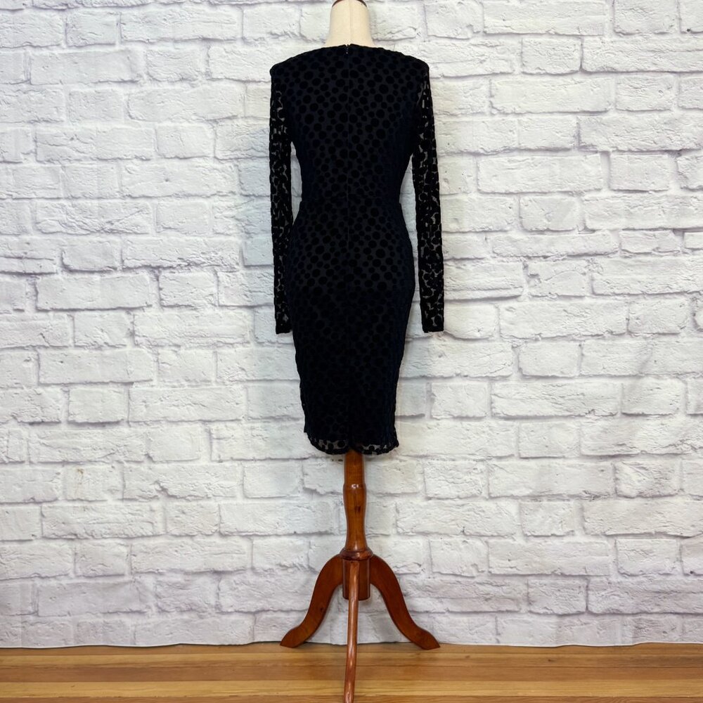 Phase Eight Black Devore Velvet Polka Dot Faux Wrap Dress View 2
